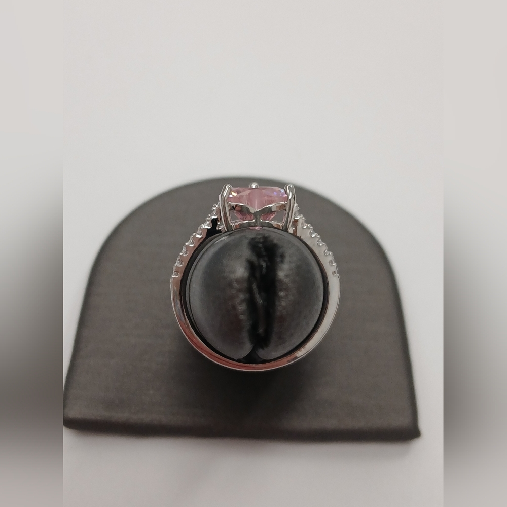 Nwot Heart-Shaped Pink Stone 18k White Gold Plated Valentines Ring Size 6 - Picture 3 of 8